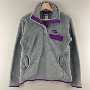 Patagonia Light Grey Purple Women’s Re-Tool Snap-T Turtleneck Fleece Pul…